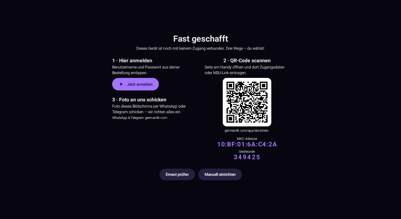 Einrichtungsbildschirm Fast geschafft von German4K Ultra mit drei Wegen