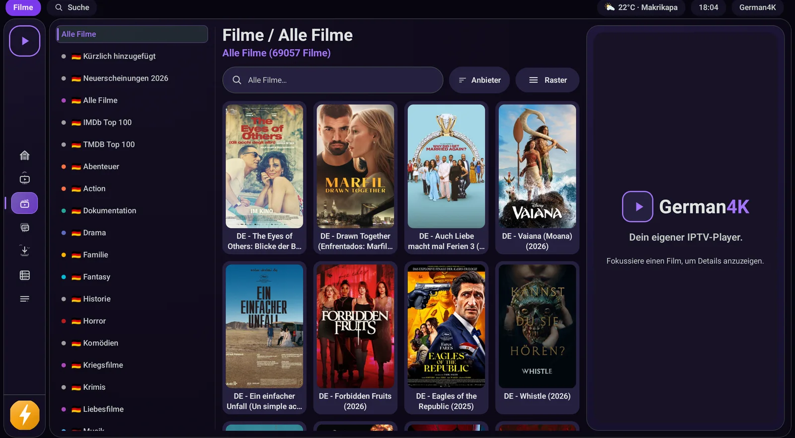 Filmbibliothek von German4K Ultra mit Postern