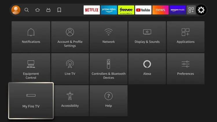 Fire TV Einstellungen öffnen Fire TV Einstellungen für IPTV App Installation öffnen